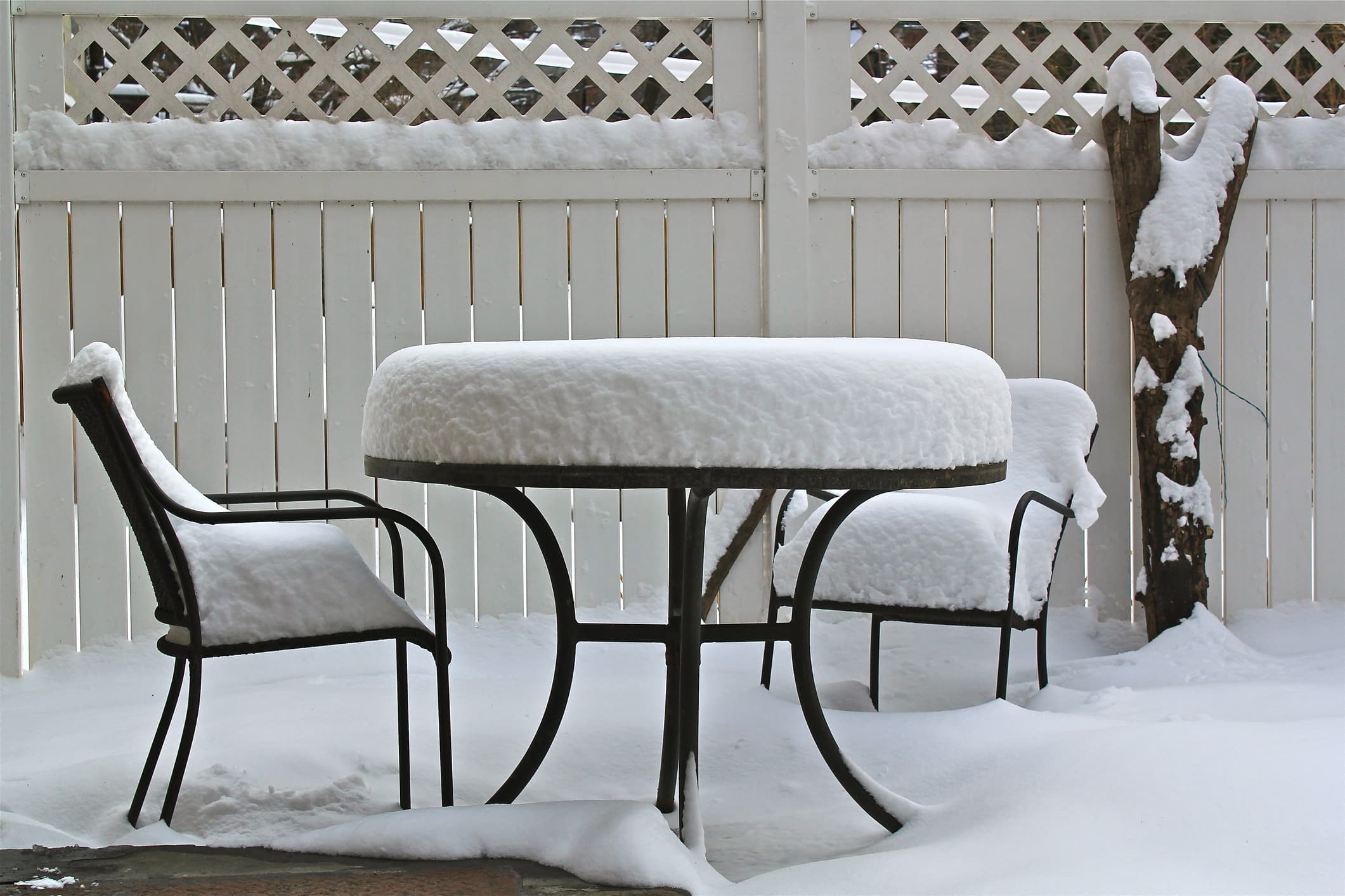 outdoor furniture in the winter 